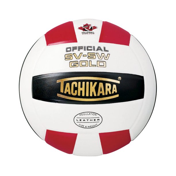 Tachikara 1268454 Sv5W Gold Nfhs Premium Leather Volleyball, Scarlet