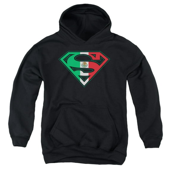 Superman - Mexican Flag Shield - Youth Hooded Sweatshirt - Medium