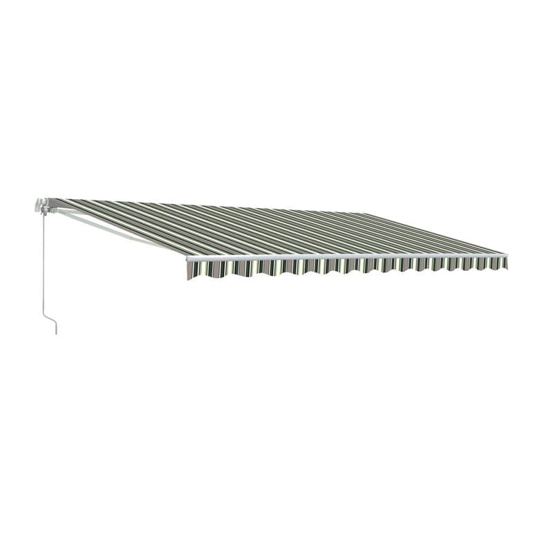 ALEKO Motorized 20x10 Feet Retractable Outdoor Patio Awning Sunshade Multi-Striped Green