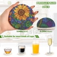 thumbnail image 3 of 6 Pieces Coil Coasters Bar Coasters Anti-slip Coasters Heat-resistant Coasters Fashion Stained Glass Sunflower, 3 of 7