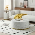 thumbnail image 3 of Kevinplus 15“ Round Modern Faux Marble Coffee Tables with Gold Metal Base for Living Room Fully Assembled White, 3 of 9