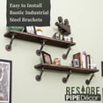 thumbnail image 6 of 36 in. x 7.5 in. x 6.75 in. Boulder Black Restore Wood Wall Shelving with Industrial Angled Steel Pipe Brackets, 6 of 9