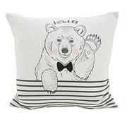 Fennco Styles Owl Patch Pirates Poly Filled Decortative Cotton Throw Pillow 16" Square