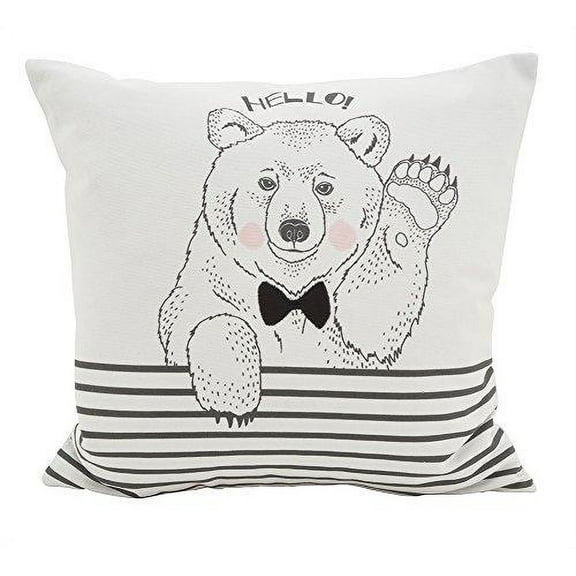 Fennco Styles Owl Patch Pirates Poly Filled Decortative Cotton Throw Pillow 16" Square