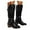 Black, variant on Women Buckle Knee High Riding Boots Fall Winter Block Heel Motorcycle Knight Long Boot Stylish Low Heel Round Toe Casual Tall Boots