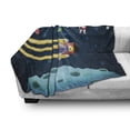 thumbnail image 2 of Outer Space Soft Flannel Fleece Throw Blanket, Rocket Ship Flying over the Moon with an Astronaut and Planets, Cozy Plush for Indoor and Outdoor Use, 50" x 70", Dark Teal and Multicolor, by Ambesonne, 2 of 5