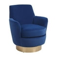 thumbnail image 4 of Hassch 360° Velvet Swivel Barrel Chair with Gold Iron Base, Modern Accent Leisure Armchair for Bedroom, Living Room, Reading Nook (Navy), 4 of 8