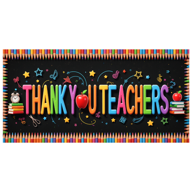Colorful Design Teacher Appreciation Banner School Theme Decorative Design for Classroom Decoration School Event Teacher Gift