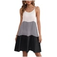 thumbnail image 2 of Bnwani Boho Dresses for Women,Summer Dresses,Crew Neck,Sleeveless,Color Block,Beach,Black,M, 2 of 7