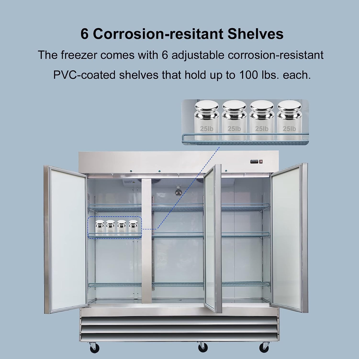 Smad 72 Cu ft Upright Commercial Refrigerator Triple Solid Door Frost Free in Smudge-Proof Stainless Steel
