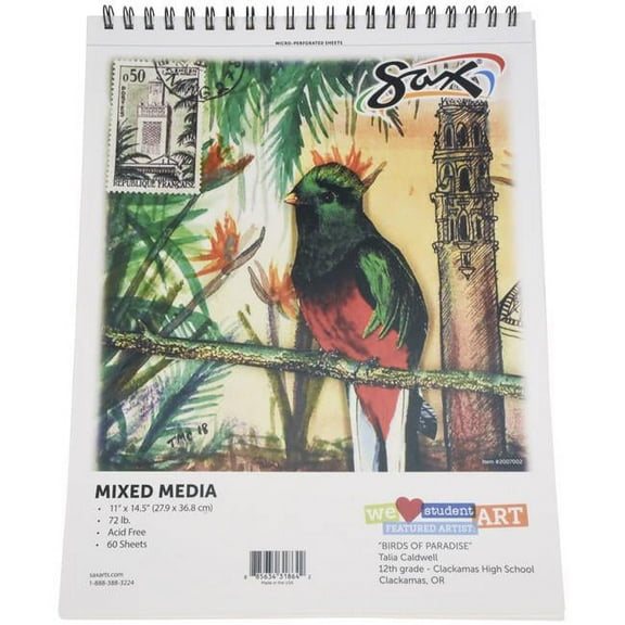 Sax 2007002 72 lbs Mixed-Media Paper Pad, White - 11 x 14 in. - 60 Sheets