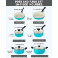 thumbnail image 2 of 10-Piece Ceramic Nonstick Cookware Set - Pots, Pans, Dutch Oven, Saucepans, Frying Pans and Lids - Turquoise, 2 of 8