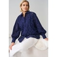 thumbnail image 3 of Ellos Plus Size Eyelet Button Front Shirt With Blouson Sleeves, 3 of 5