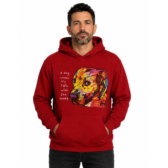 A Dog Wags It's Tail With It's Heart Adult Hoodie Dog Lover, Dog Mom Dad Dog Rescue (Small)