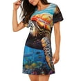 thumbnail image 2 of Gukieu Colorful Underwater Sea Turtle Print Women's Nightgown, A-line Round Neck Short-sleeved Nightgown Pajamas Home Wear Suitable for Home and Outing, 2 of 6
