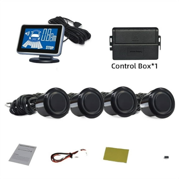 Car Parking Sensor Backup Radar Kit With 4 Park Sensors LCD Display Accessories Voice Reverse Detector Security Alert System ,Easy Installation& Fit All Vehicles