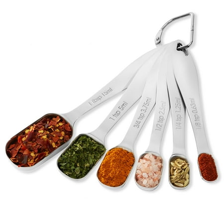 - Last Confection 6pc Heavy-Duty Stainless Steel Measuring Spoons Set - Designed to Fit Spice Jar - 1/8, 1/4, 1/2, 3/4 & 1 Teaspoon (tsp) and 1/2 & 1 Tablespoon (Tbsp)