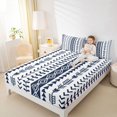 thumbnail image 3 of jejeloiu Nautical Geometric Bed Sheets For Girls,Bold Tribal Full Size Sheets,Navy White,4 Pieces,1 Flat Sheet, 1 Fitted Sheet and 2 Pillowcases, 3 of 6
