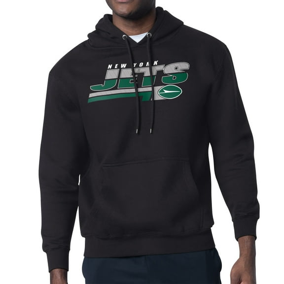 Men's Starter Black New York Jets Logo Push Graphic Hoodie