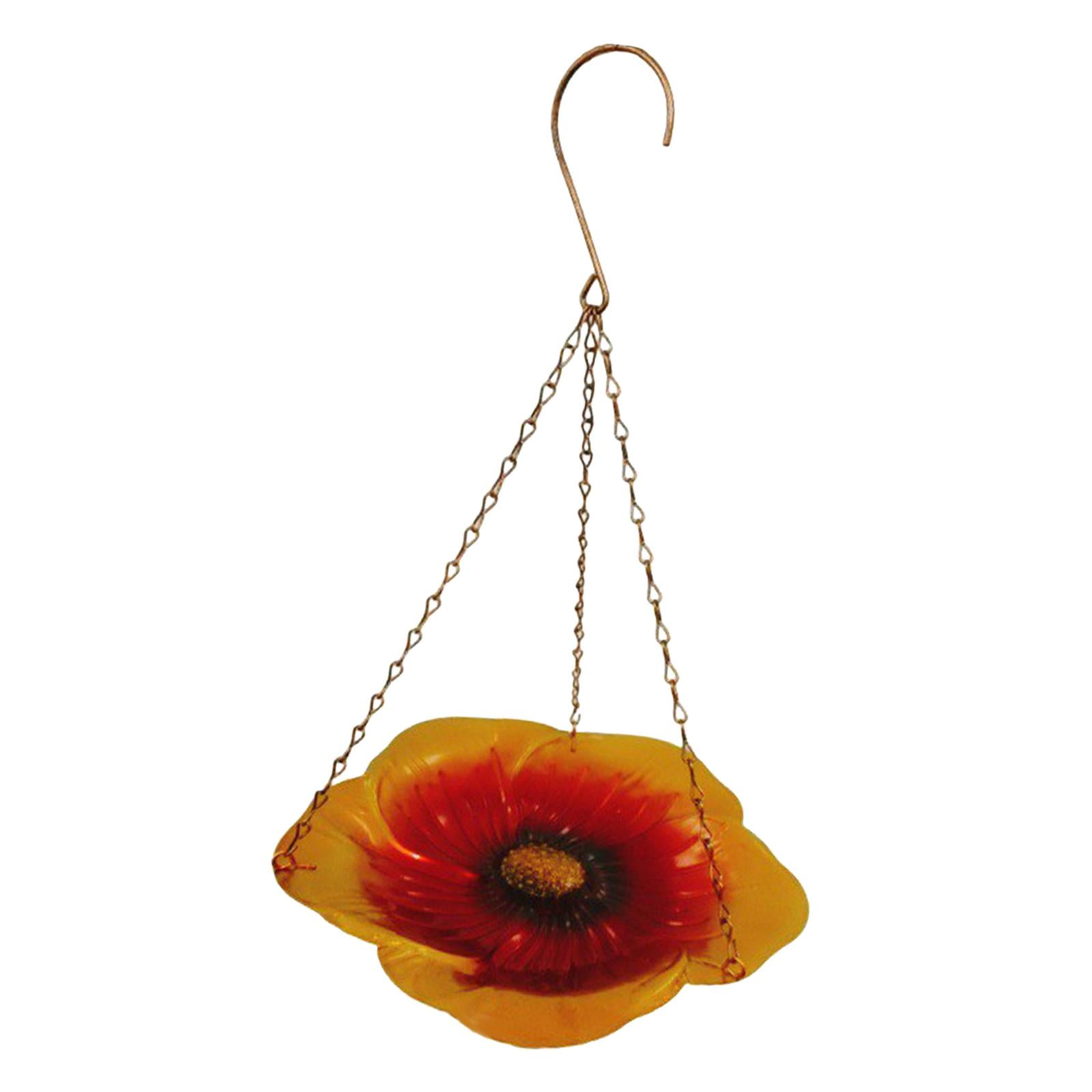 simhoa Outdoor Hanging Bird Feeder Bird Bath Bird Food Holder for Yard Lawn Outside Orange