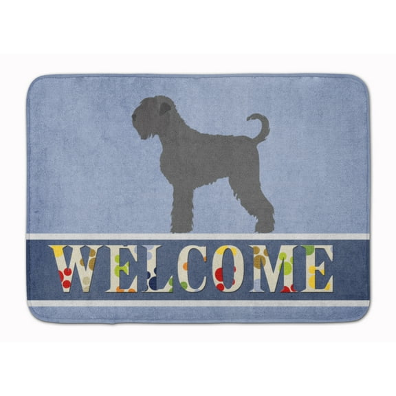 Black Russian Terrier Welcome Machine Washable Memory Foam Mat Blue