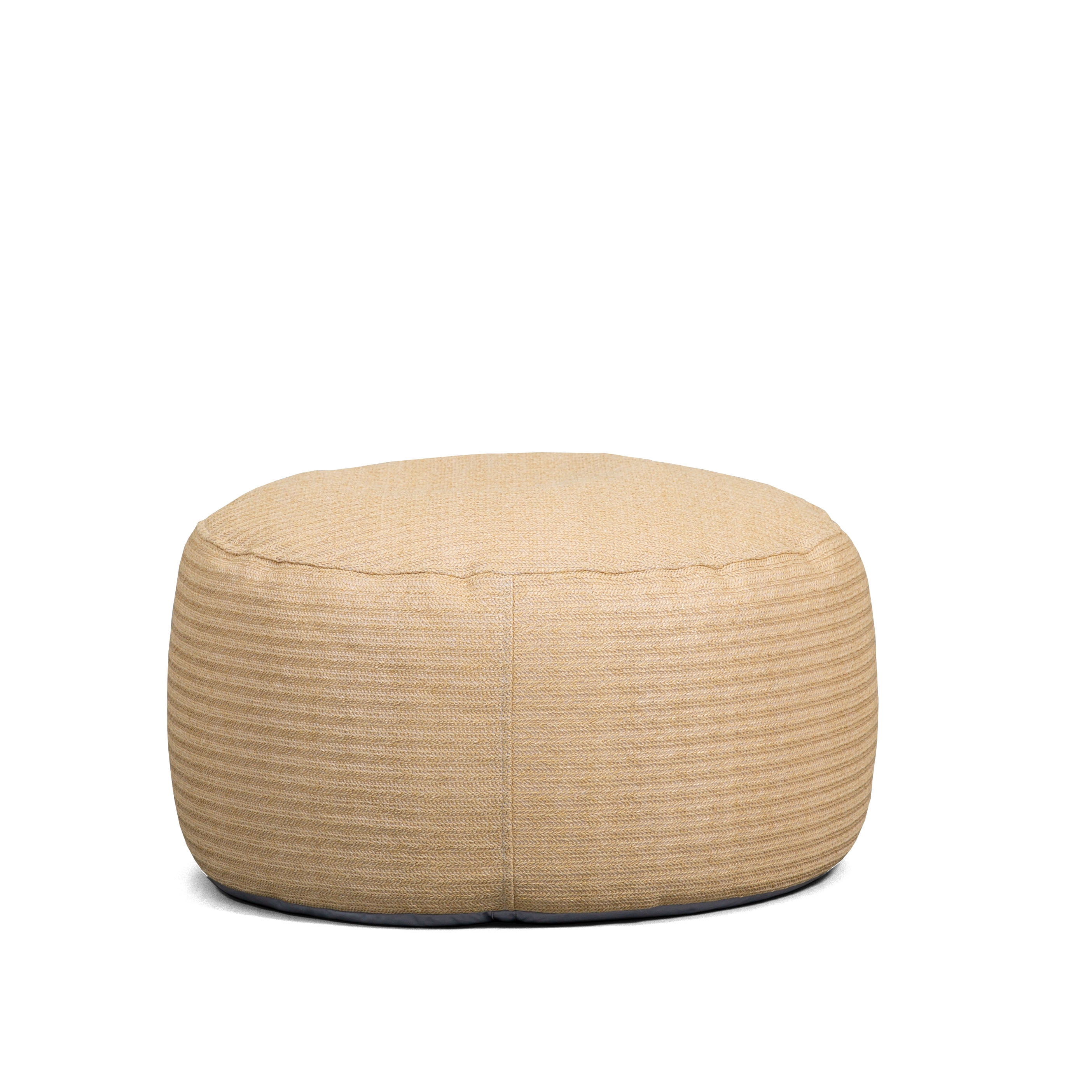 Big Joe Round Ottoman Bean Bag Footrest, Natural Basket Weave, Weather Resistant Fabric, 2.5