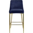 thumbnail image 4 of Homestock Rustic Refinement Modern, Contemporary Velvet Upholstered Counter Stool with Polished Metal Legs and Foot Rest, Set of 2, Ideal for Bar and Pub Height Tables, 21.5"D x 17"W x 38"H-Color:Navy, 4 of 8