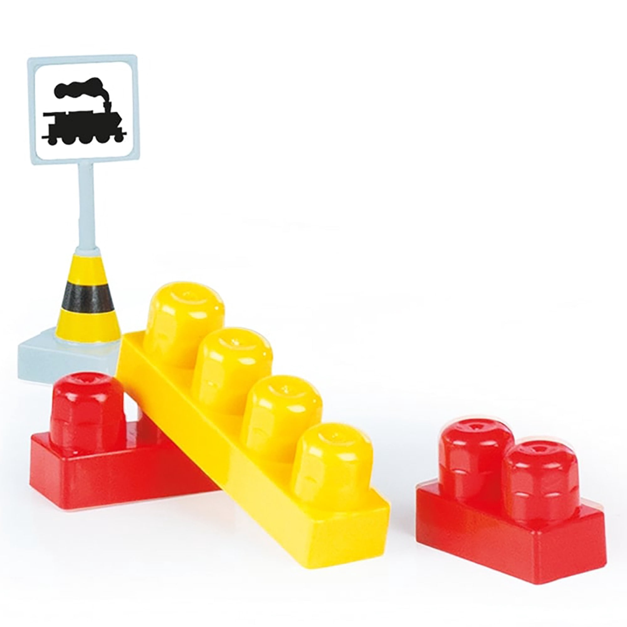 Dolu: Train Set - 89 Pcs - Blocks Assembly Station & Tracks, Yellow-Red-Blue, Push Train, Interactive Brick Building Toy, Toddler & Kids Ages 18mo+