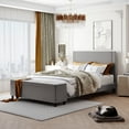 thumbnail image 4 of Upholstered Queen Size Bed Frame Modern Storage Bed with Ottoman Bench, Fabric Cushion Platform Bed Frame with Velvet Headboard and Wood Slats, No Box Spring Needed (Light Grey), 4 of 8