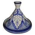 thumbnail image 4 of Moroccan Handmade Serving Tagine Exquisite Ceramic With colors Original 8 inches in Diameter Fes White & Blue, 4 of 4