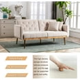 thumbnail image 2 of FFH Convertible Futon Sofa Bed, Velvet Upholstered Sleeper Sofa Loveseat, Beige, 2 of 8