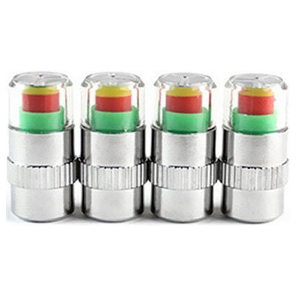 Car Tire Pressure Monitor Caps Chromed Metal Multi Color Fits Most SUV 4 Pcs