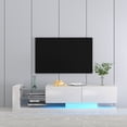 thumbnail image 2 of TV Console Table with Storage Cabinets, RGB LED TV Stand with 31 Modes & Remote Control, Modern Entertainment Center for 75 inch TV, White, 2 of 8
