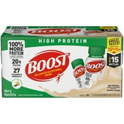 Angle View: BOOST High Protein Ready to Drink Nutritional Drink, Very Vanilla Protein Drink, 15 - 8 FL OZ Bottles
