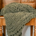 thumbnail image 3 of Donna Sharp Chenille Knitted Olive Throw, 3 of 10
