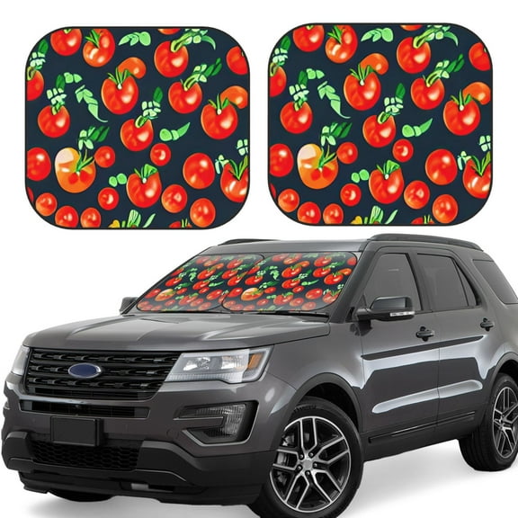 Naloa Tomatoes 2 Piece Foldable Car Sun Shades, Car Windshield Sunshade, Front Window Sunshade for Car, Truck, SUV - Small