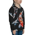 thumbnail image 3 of Picia Tricolor Koi Fish Trio Pattern Youth Hoodie - Warm Pullover Sweatshirt with Kangaroo Pocket, Ideal for Boys and Girls-Medium, 3 of 6