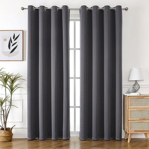 Blukids Blackout Curtains, 100% Polyester Curtains 51" L×39" W ,100% Black Out Curtains for Bedroom Windows Living Room, 2 Panels Set, Gray