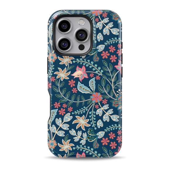 DesignSkinz Scratch-Resistant Hard Slim Case Compatible with iPhone 16 (Compatible with MagSafe) - Retro Hand Drawn Botanical Motif