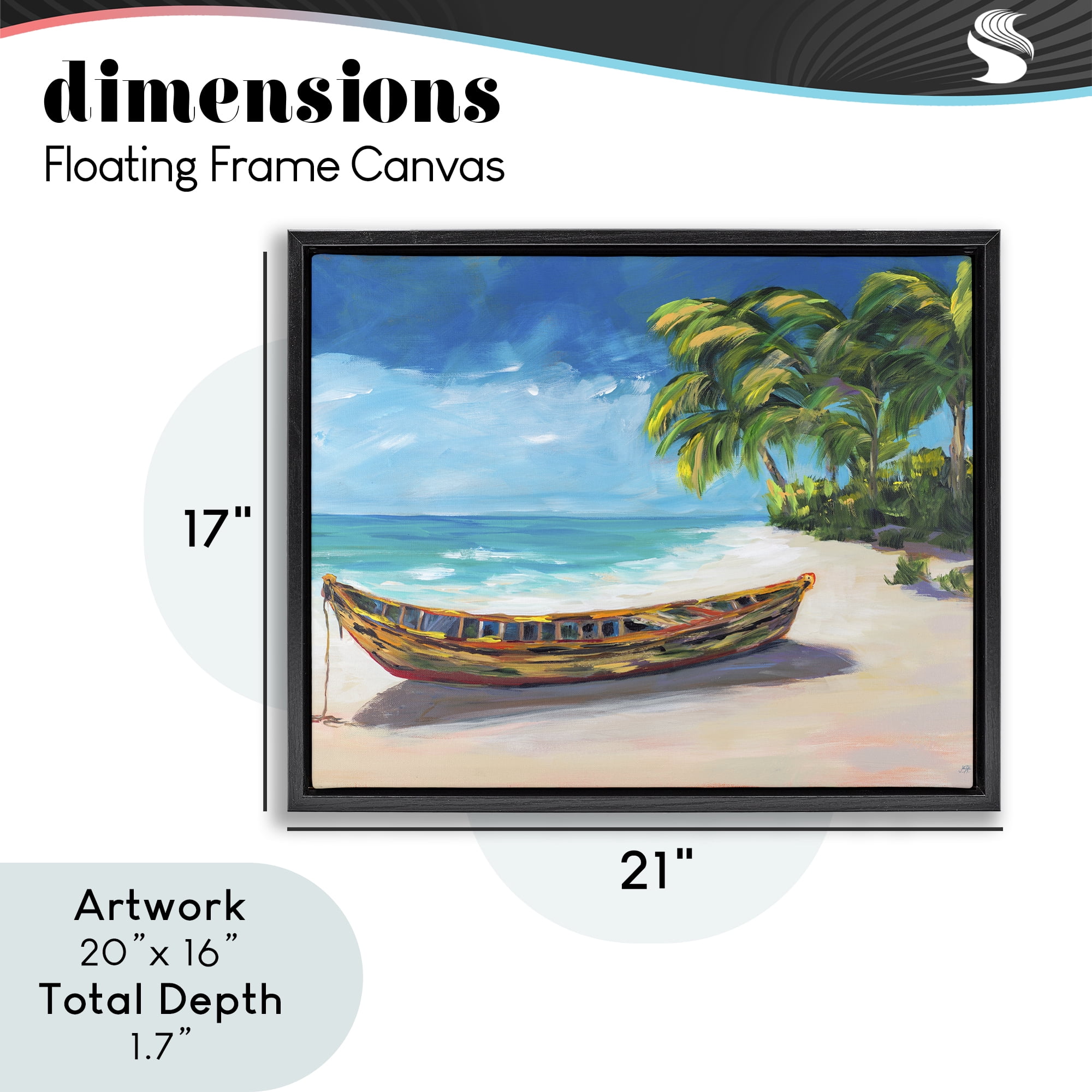 Stupell Industries Boat on Lost Island Black Framed Floater Canvas Wall Art, design by Julie DeRice