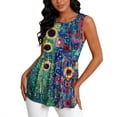 thumbnail image 7 of JTZGDY Flowy Tank Tops for Women Trendy Floral Printed Summer Sleeveless Scoop Neck Ruched Pleated Loose Fit Cozy Tunic Blouse Dressy Peplum Top, 7 of 7