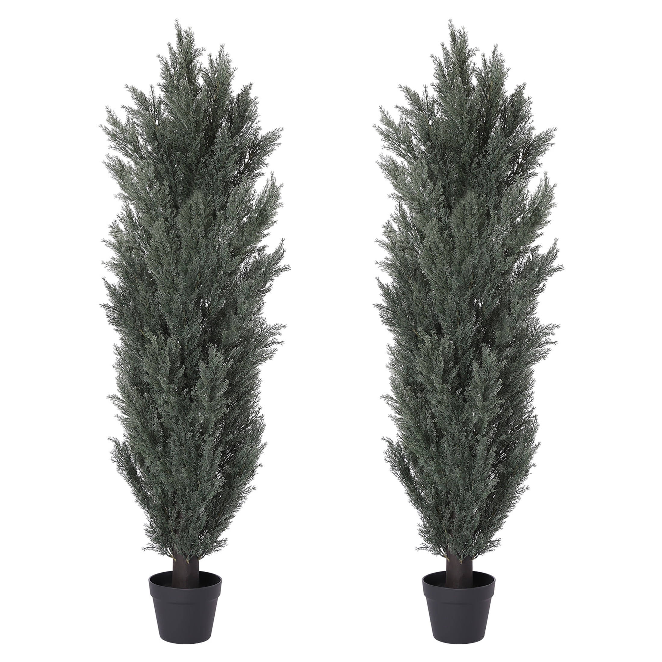 Noble House 5FT Artificial Pine Trees, Faux Plants in Pots for Indoor/Outdoor & Porch Décor, Green, Set of 2