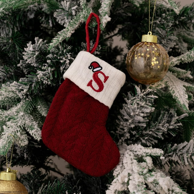Fournitures Décoratives de Noël Chaussettes de Noël Tricotées Rouges Pendentif Arbre Chaussettes en Laine Brodée pour Célébrations Festives et Fêtes