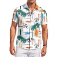 thumbnail image 2 of QHRMKOG Mens Shirt Relaxed Fit Tropical Print Short Sleeve Hawaiian Shirts Light Holiday Button Down Beach Shirt Summer Fashion Shirts White 2XL, 2 of 6