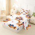 thumbnail image 2 of Manfei Cute Highland Cow Twin Sheets,American Flag Bowtie Bedding,Brown,3pcs,1 Fitted Sheet and 1 Pillowcase, 2 of 6