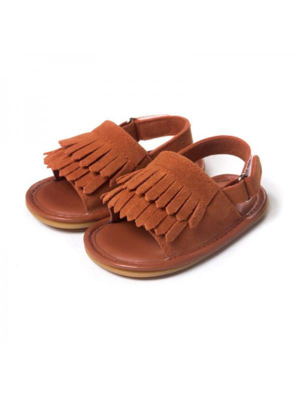 Summer Baby Kid Girl Sandals Tassel Anti-Slip Crib Shoes Soft Sole Prewalkers US 
