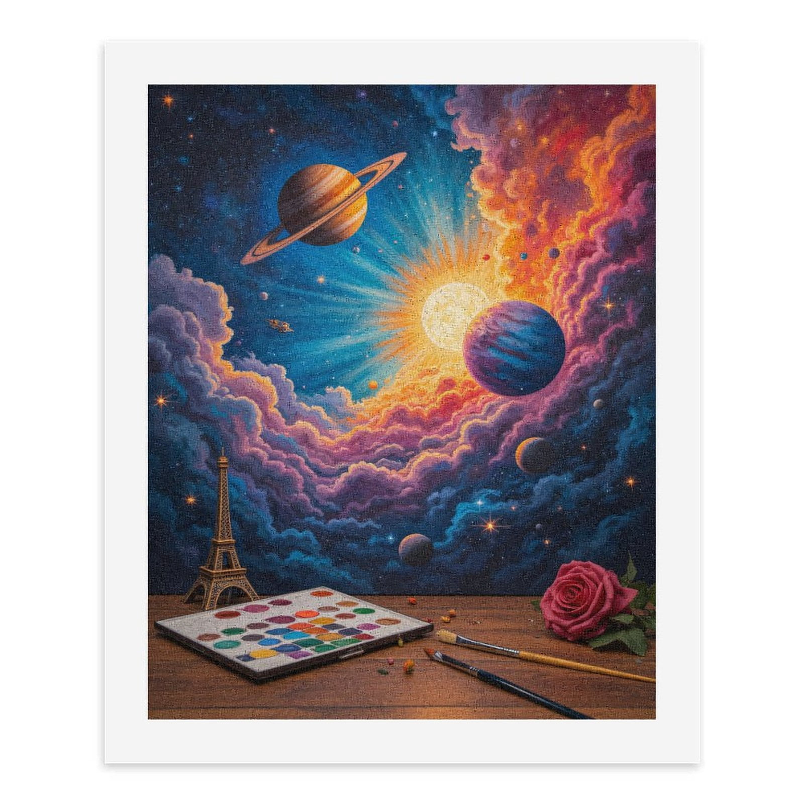 Paint By Numbers Kit for Adults Beginner - DIY Cosmic Fantasy Art Supplies Rose Canvas Painting Kits for Adults, Frameless Paint By Number for Adults for Home Wall Decor 16x20 Inch