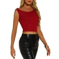 thumbnail image 4 of INSPIRE CHIC Women's Sequin Off Shoulder Sleeveless Y2K Going Out Crop Tank Top XS Red, 4 of 6
