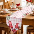 thumbnail image 2 of Red Gnomes Table Runner Linen Burlap Table Runner 72 Inches Long Valentine Roses Love Leaves Pink Plaid Dresser Scarves for Kitchen Island Coffee Dining Party Wedding Banquet Holiday Decor 14"x72", 2 of 8