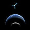 thumbnail image 2 of Artists depiction of a satellite in orbit around an Earth-like world and moon Poster Print, 2 of 2